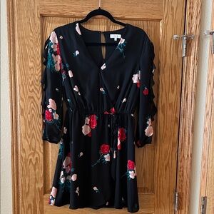 Candie's Black Dress with Floral Design